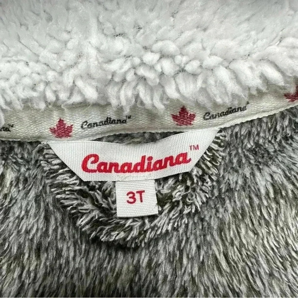 Canadiana Bathrobe Tie  Waist Hooded Charcoal Grey Size 3T - Picture 3 of 16